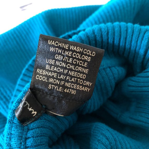 100% cotton blue-green ribbed turtleneck - Picture 3 of 7